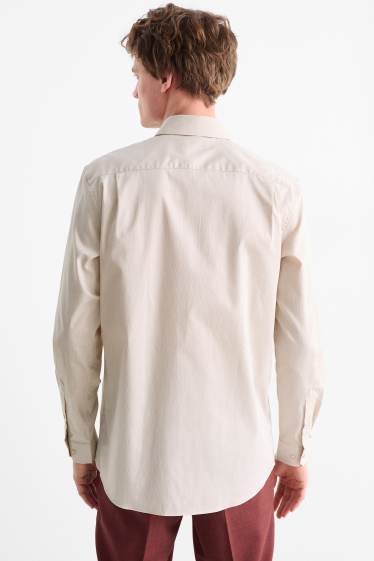 Hommes - Chemise de bureau - regular fit - col kent - facile à repasser - texturé - beige clair