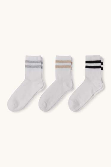 Women - Multipack of 3 - socks - ribbed - white