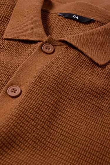 Men - Cardigan - textured - brown