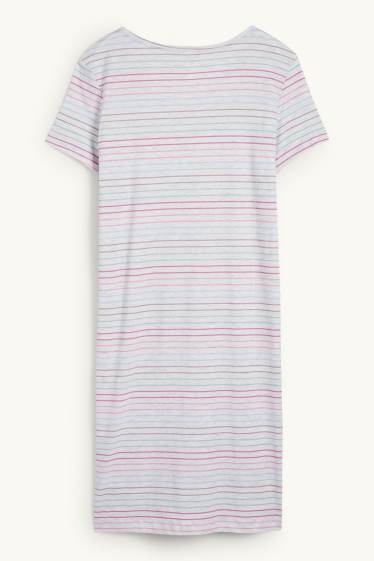 Femmes - Chemise de nuit - à rayures - gris clair chiné