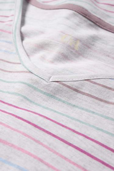 Femmes - Chemise de nuit - à rayures - gris clair chiné