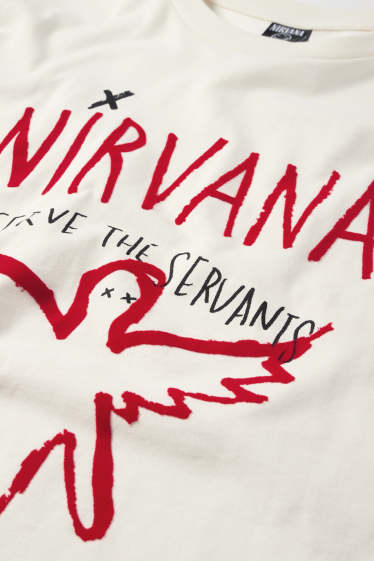 Heren - T-shirt - oversized - Nirvana - crème wit