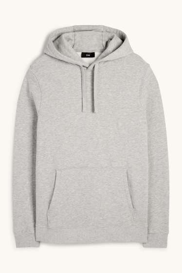 Pánské - Mikina s kapucí - světle šedá-žíhaná