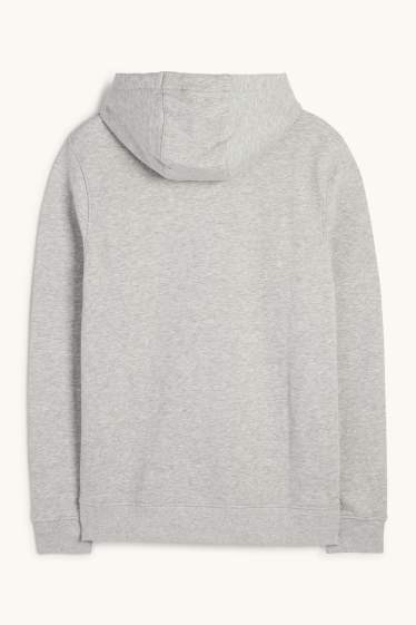 Pánské - Mikina s kapucí - světle šedá-žíhaná