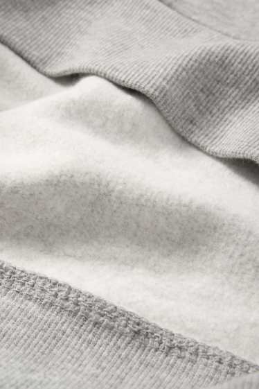 Pánské - Mikina s kapucí - světle šedá-žíhaná