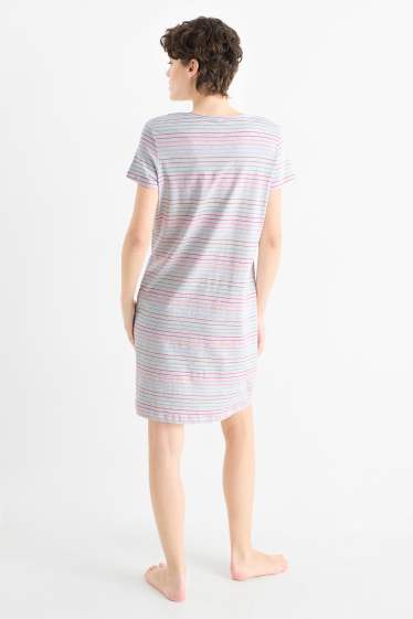 Femmes - Chemise de nuit - à rayures - gris clair chiné