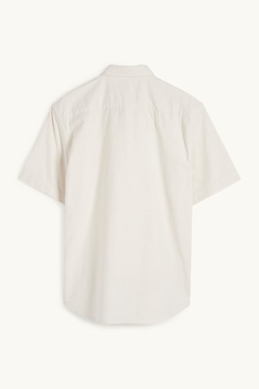 Pánské - Košile - regular fit - button-down - světle béžová