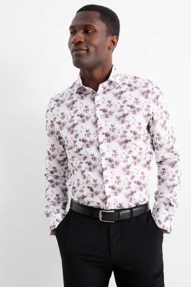 Hombre - Camisa de oficina - slim fit - cutaway - estampada - blanco