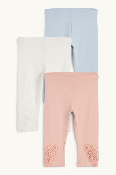 Kinder Mädchen - Multipack 3er - Schmetterling - Capri-Leggings - rosa