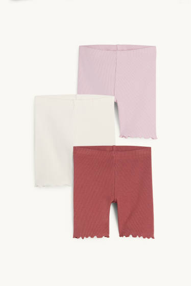 Kinder Mädchen - Multipack 3er - Radlerhose - gerippt - rosa
