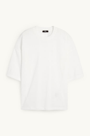 Dámské - Tričko - oversized - bílá