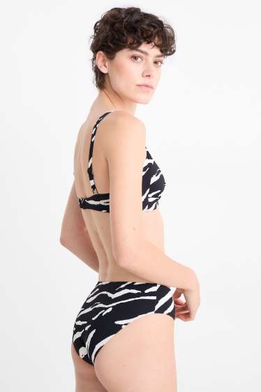 Damen - Bikini-Hose - Mid Waist - LYCRA® XTRA LIFE™ - gemustert - schwarz / weiß