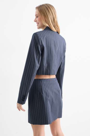 Damen - Crop Blazer - Relaxed Fit - Nadelstreifen - dunkelblau