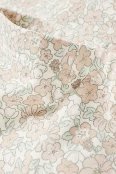 Bebés niñas - Florecitas - leggings térmicos para bebé - blanco roto