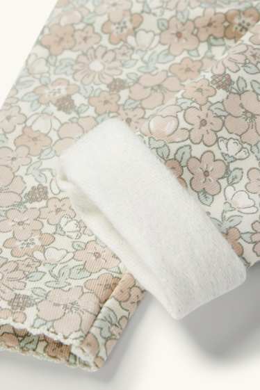 Bebés niñas - Florecitas - leggings térmicos para bebé - blanco roto