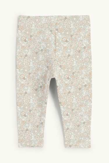 Bebés niñas - Florecitas - leggings térmicos para bebé - blanco roto
