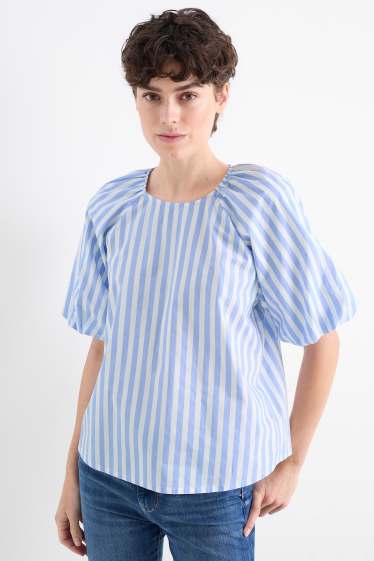 Damen - Bluse - gestreift - hellblau