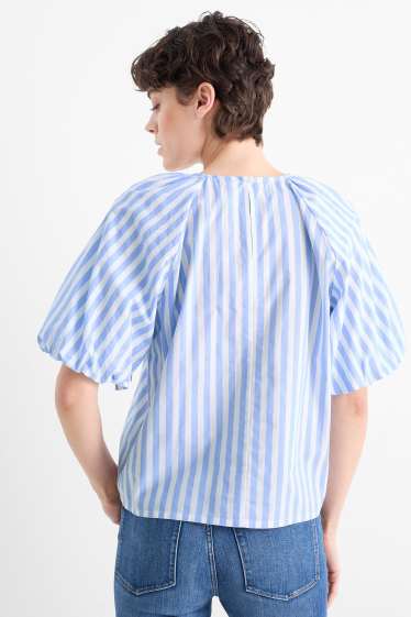 Damen - Bluse - gestreift - hellblau