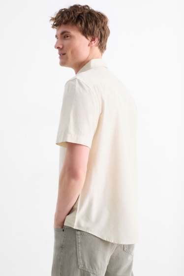 Pánské - Košile - regular fit - button-down - světle béžová