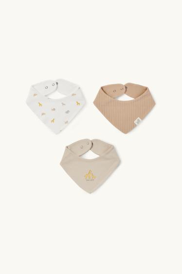 Unisex - Multipack of 3 - wild animals - baby triangular scarf - white