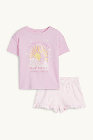Nena - Sol lluna i estrelles - pijama d’estiu - 2 peces - rosa