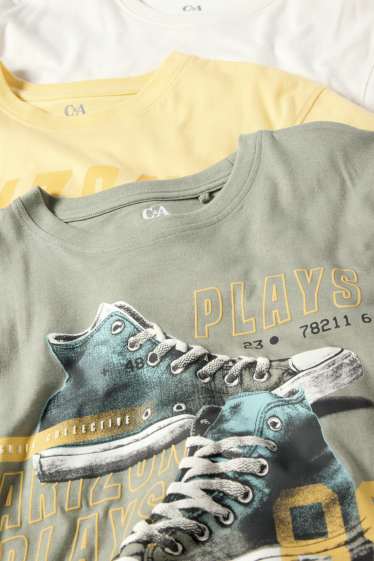 Kinder Buben - Multipack 3er - Sneaker und Skater - Kurzarmshirt - gelb
