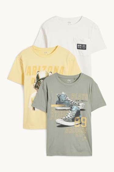 Kinder Buben - Multipack 3er - Sneaker und Skater - Kurzarmshirt - gelb