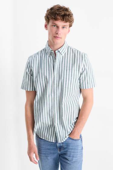 Herren - Hemd - Regular Fit - Button-down - gestreift - dunkelgrün