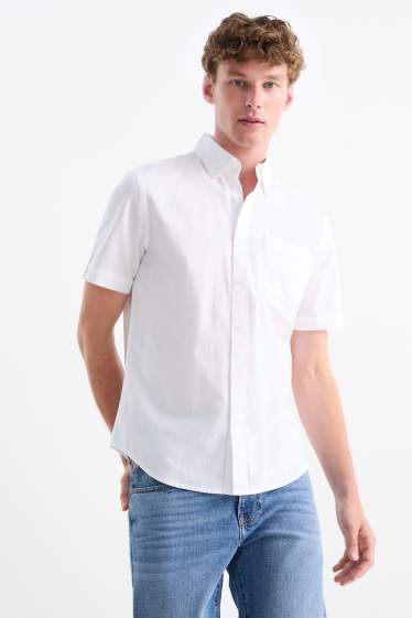 Herren - Oxford-Hemd - Regular Fit - Button-down - weiß
