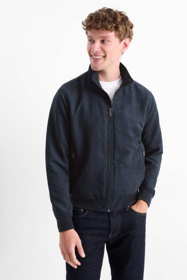 Heren - Blouson - imitatiesuède - donkerblauw