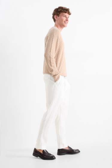 Hommes - Pantalon de costume en lin - regular fit - blanc