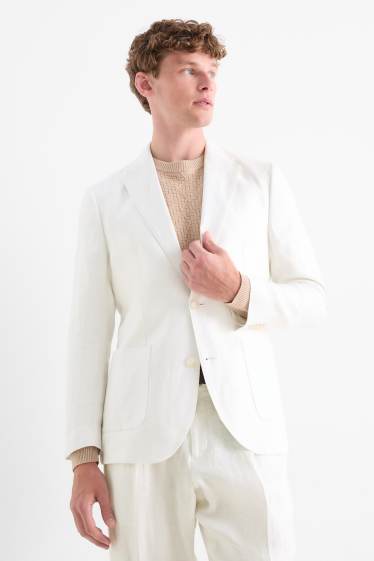 Herren - Baukasten-Leinen-Sakko - Regular Fit - weiß