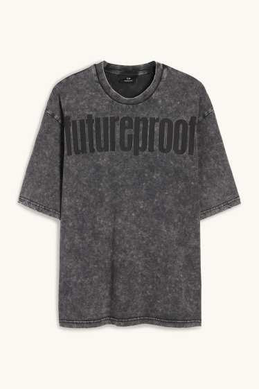 Hommes - T-shirt - oversize - gris foncé
