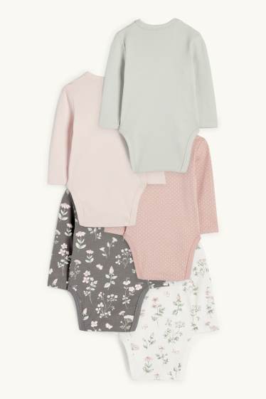 Baby Girls - Multipack of 5 - floral - wrapover baby bodysuit - rose