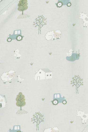 Baby Boys - Multipack of 5 - farmyard - wrapover baby bodysuit - mint green