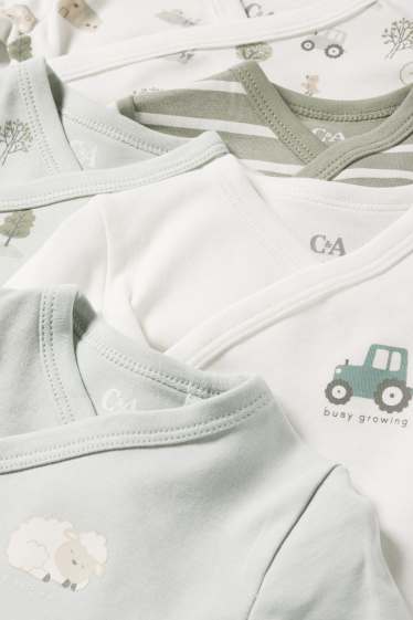 Baby Boys - Multipack of 5 - farmyard - wrapover baby bodysuit - mint green