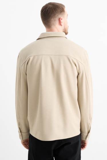 Hommes - Veste-chemise - relaxed fit - col kent - texturée - beige clair