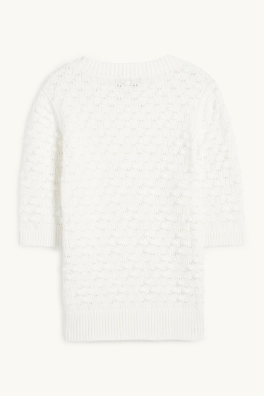Damen - Pullover - strukturiert - cremeweiss