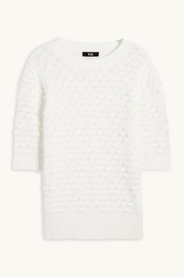 Damen - Pullover - strukturiert - cremeweiss
