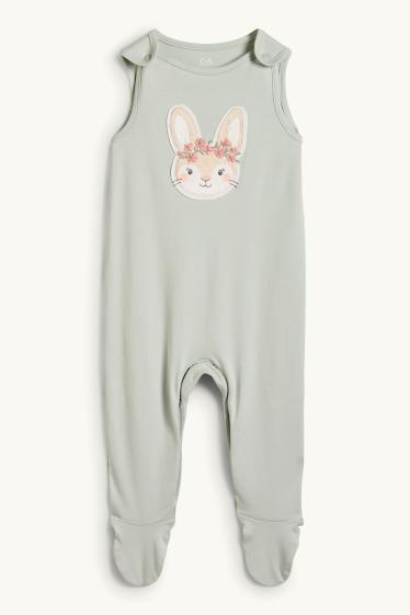 Baby Girls - Bunny rabbit - romper set - 2 piece - mint green