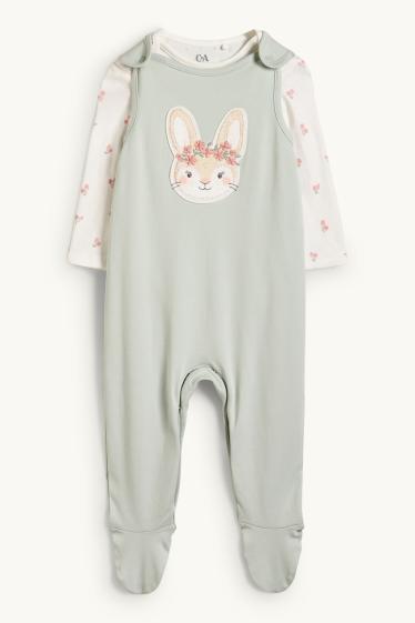Baby Girls - Bunny rabbit - romper set - 2 piece - mint green