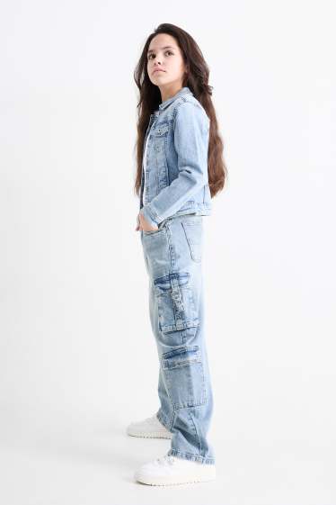 Kinder Mädchen - Cargo Jeans - helljeansblau