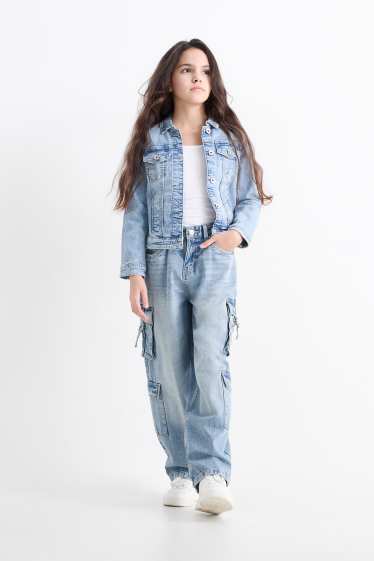 Kinder Mädchen - Cargo Jeans - helljeansblau