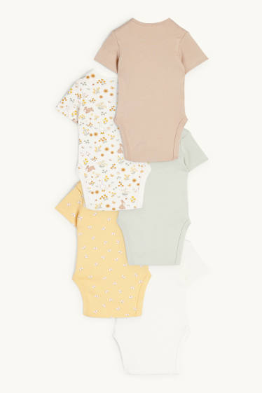 Baby Girls - Multipack of 5 - bunny rabbit and butterfly - baby bodysuit - beige