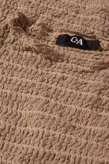 Femmes - T-shirt - texturé - taupe