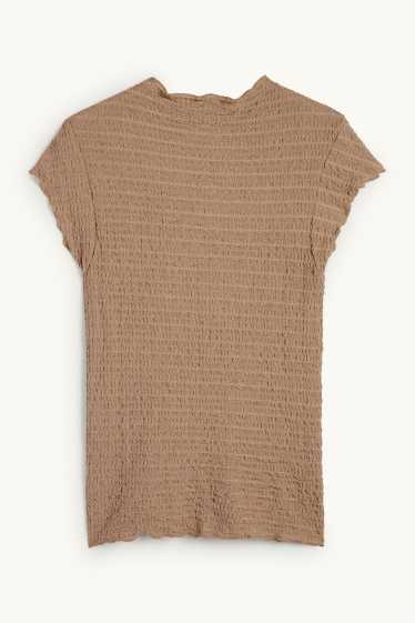 Femmes - T-shirt - texturé - taupe