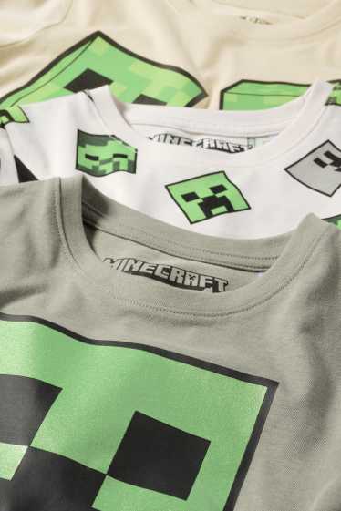 Kinder Buben - Multipack 3er - Minecraft - Kurzarmshirt - cremefarben