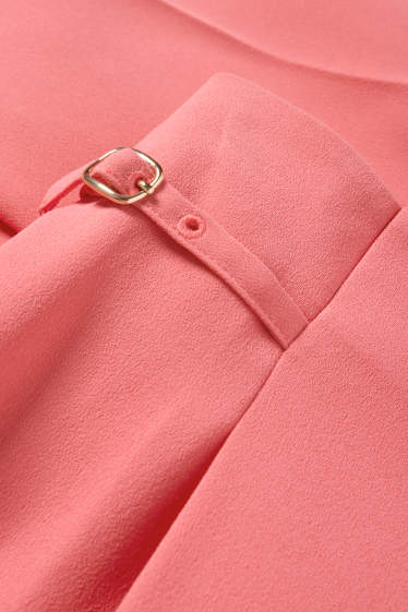 Women - Business trousers - high waist - wide leg - pink