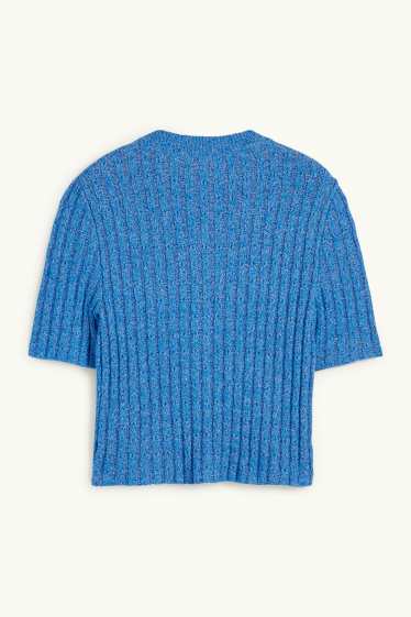 Damen - Strickjacke - Zopfmuster - blau