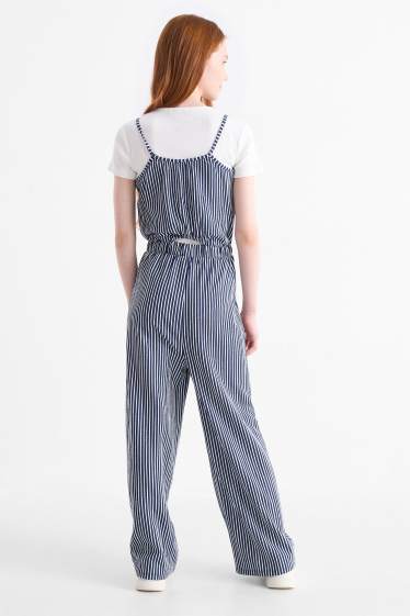 Kinder Mädchen - Set - Kurzarmshirt und Jumpsuit - 2 teilig - dunkelblau